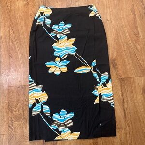 Giorgio Fiorlini Collection Women’s Size 12 Long Linen Wrap Skirt Floral Summer